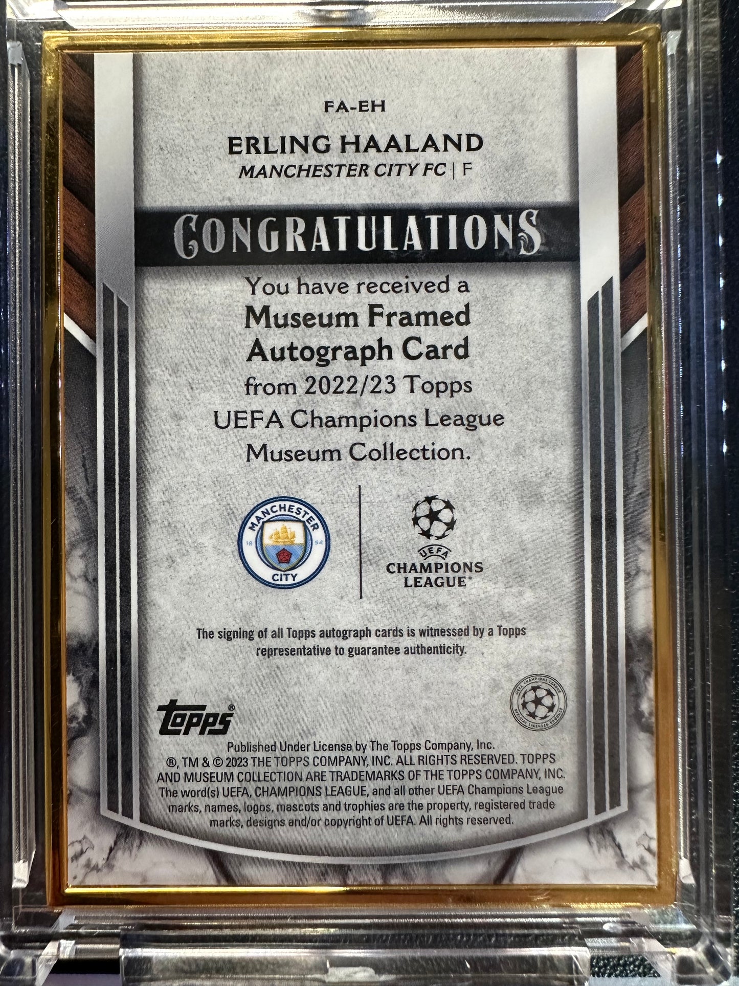 2022/23 Topps museum Collection Erling Haaland Gold Frame Auto 1/1