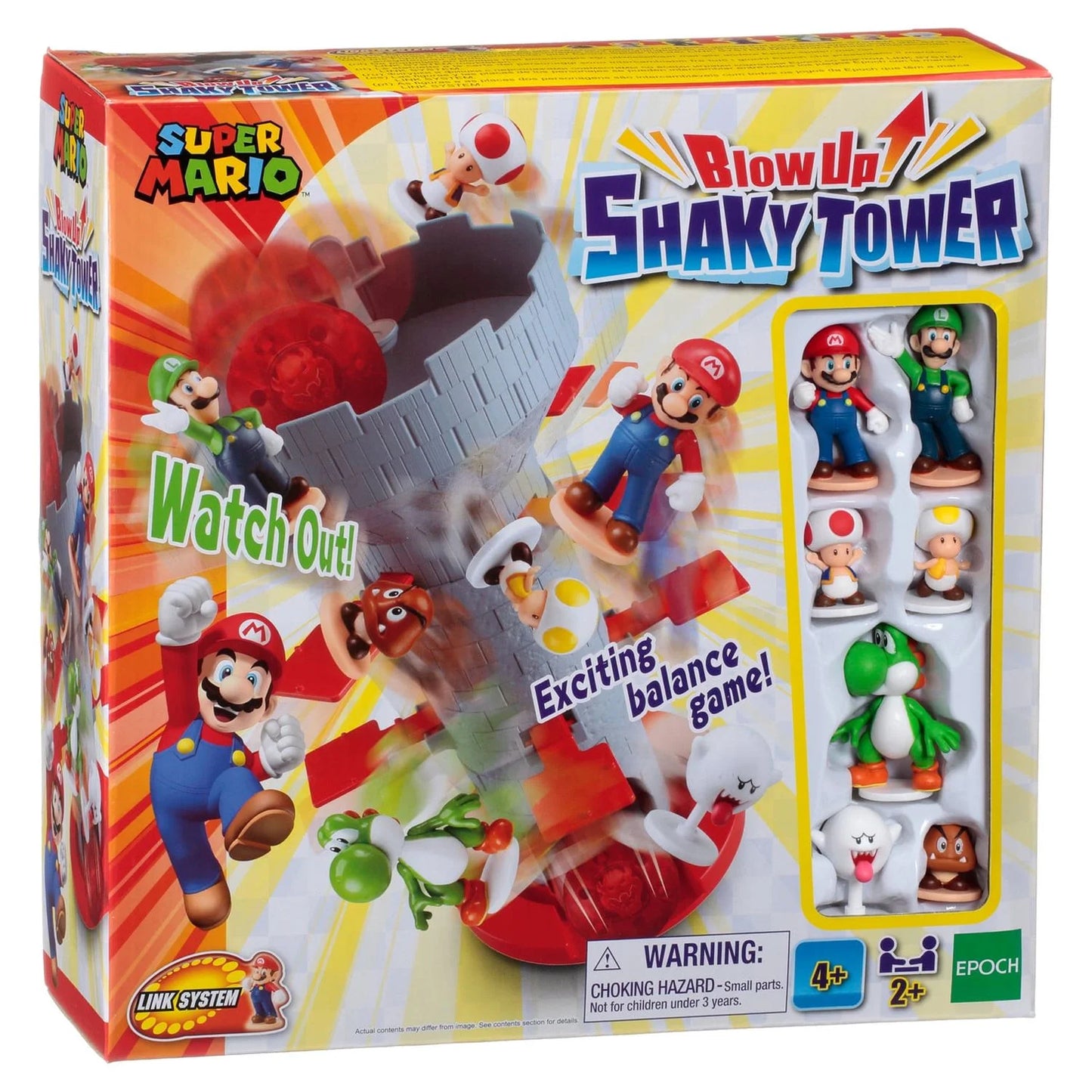 Epoch Games  Blow Up! Shaky Tower Balancing Game, Tabletop Skill and Action Game with Collectible  Action Figures