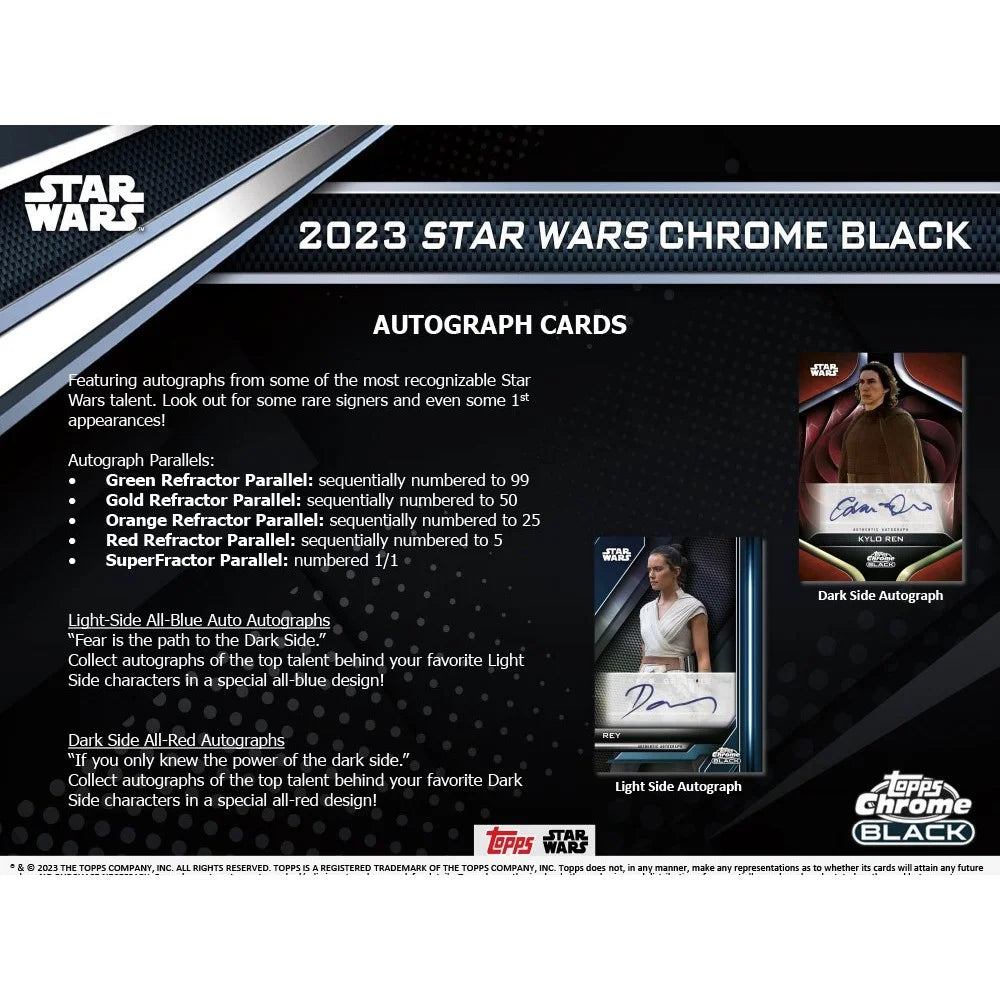 Star Wars 2023 Galaxy 2023  Chrome Black Trading Card HOBBY Box (1 Encased Autograph)