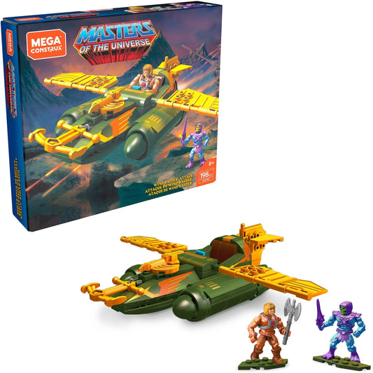 Masters of the Universe Wind Raider Attack Construction Set with Micro Action Figures, Building Toys for Kids (198 Pieces)