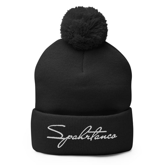 Spahrtanco Cursive Pom Beanie